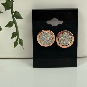 Michael Kors Brilliant Rose Gold Pave Stud Earrings